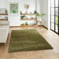 Think Rugs Sierra Olive Rectangle 120 x 170cm Polypropylene Plain Shaggy 9000, Green