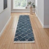 Think Rugs Boho Blue Runner 60 x 230cm Polypropylene Berber 5413, Blue