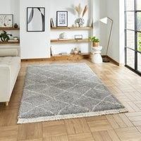 Think Rugs Boho Grey Rectangle 120 x 170cm Polypropylene Berber 5413, Grey