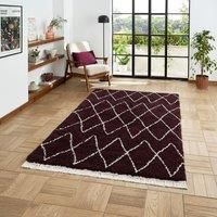 Think Rugs Boho Purple Rectangle 160 x 230cm Polypropylene Berber 8280, Purple