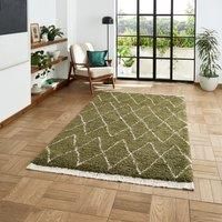 Think Rugs Boho Green Rectangle 160 x 230cm Polypropylene Berber 8280, Green