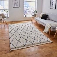 Black White Geometric Checks Premium Shaggy Rugs For Living Room 4.5 cm Pile