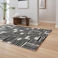 Think Rugs Catherine Lansfield Blocks Modern Abstract Rug, Black/White