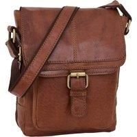 HOL Mens Classic Leather Cross Body Organiser Bag Flight Pouch Oldenburg Tan