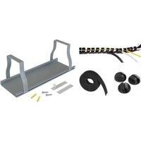 D-Line Desk Cable Organiser Kit – Under Desk Cable Management Tray with Spiral Wrap, Cable Tidy Band & Cable Clips – Easy to Install, Reduces Clutter, Improves Appearance