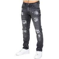 Enzo Mens Ripped Jeans Straight Leg Stretch Denim Distressed Trouser Pants
