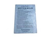 Hot Tub Rules - - Easy to read sign for outdoor use with a list BLUE