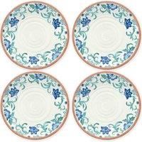 Epicurean Rio Turquoise Floral design Melamine/plastic Dinner Plates Set for 4