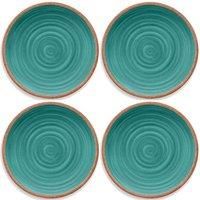 Rustic Swirl - TURQUOISE  - Melamine Dinner Plates Set for 4