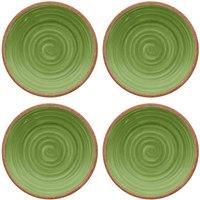 Rustic Swirl - GREEN - Melamine Side/Salad Plates Set for 4
