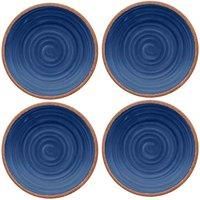 Rustic Swirl - INDIGO - Melamine Side/Salad Plates Set for 4