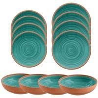 Purely Home Rustic Swirl Turquoise Melamine 12 Piece Outdoor Dinnerware Set