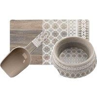 Moroccan Wood Melamine Medium Bowl, Placemat with Scoop Set