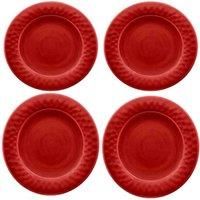 Crackle Glaze Red - Melamine/Plastic Dinner Plates Set for 4