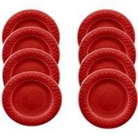 Crackle Glaze Red - Melamine/Plastic Dinner Plates Set for 8