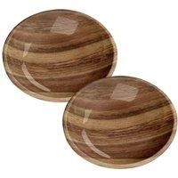 Acacia Wood Melamine Pets Saucer x 2