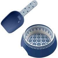 Moroccan Indigo Melamine Medium Pet Bowl & One Cup Scoop