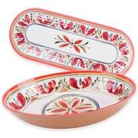 Purely Home Mediterranean - Melamine/Plastic Oval Serving Bowl & Oval Tray Set