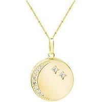 The Love Silver Collection 18Ct Gold Plated Sterling Silver Round Star Constellation And Moon Cz Locket With Adjustable Chain Necklace