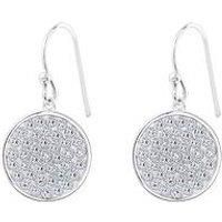 The Love Collection Sterling Silver Crystal Round Hook Drop Pave Earrings