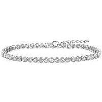 The Love Silver Collection Sterling Silver Round Cubic Zirconia Adjustable Tennis Bracelet