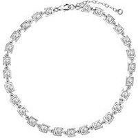 The Love Silver Collection Sterling Silver Square Cubic Zirconia Adjustable Bracelet