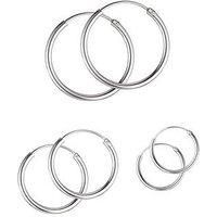 The Love Collection Sterling Silver Set Of 3 Hoop Earrings