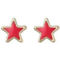 The Love Silver Collection 9Ct Gold Pink Enamel Star Stud Earrings