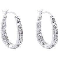 The Love Collection Sterling Silver Double Crystal Set Oval Creole Earrings