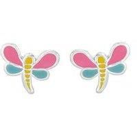 The Love Silver Collection Sterling Silver Enamel Dragonfly Stud Earrings