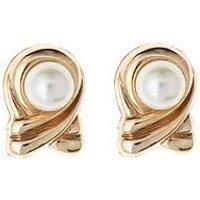Love Gold Rosette Pearl Stud Earrings