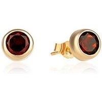9ct gold 5mm garnet (January birthstone) rubover stud earrings, gift box