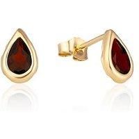 9ct gold January (garnet) birthstone rubover stud earrings. Gift box