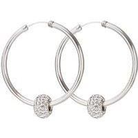 The Love Collection Sterling Silver 40Mm Crystal Glitter Slider Hoops