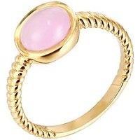 The Love Silver Collection 18Ct Gold Plated Sterling Silver Moonstone Ring