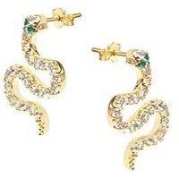 The Love Silver Collection 18Ct Gold Plated Sterling Silver Snake Cz Stud Earrings