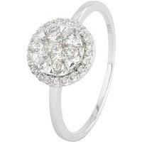Rhodium plated sterling silver cubic zirconia cluster ring - Size P - Medium