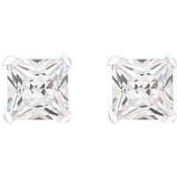 Sterling Silver 5mm White Cubic Zirconia square stud earrings/Gift box