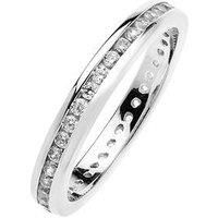 The Love Collection Rhodium-Plated Sterling Silver Channel Set Eternity Cubic Zirconia Ring