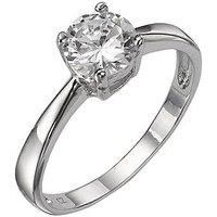 Sterling silver white cubic zirconia solitaire dress ring