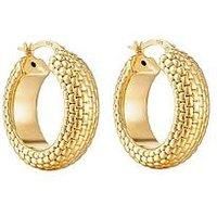 Seol + Gold 18Ct Gold Plated Sterling Silver Chunky Snake Chain Hoop Earrings