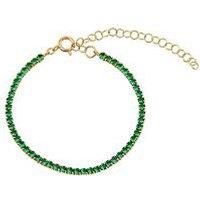 Seol + Gold 18Ct Gold Plated Sterling Silver Emerald Cz Adjustable Tennis Bracelet