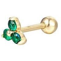 Seol + Gold 18Ct Gold Plated Sterling Silver Triple Emerald Cz Stud