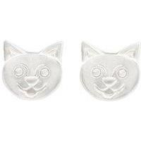 The Love Silver Collection Sterling Silver Cat Face Stud Earrings