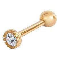 Love Gold 9Ct Gold Tiny Ball Screwback Cubic Zirconia Scalloped Bezel Cartilage Single Stud