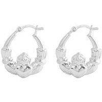 The Love Silver Collection Sterling Silver Thick Claddagh Heart Creole Hoop Earrings