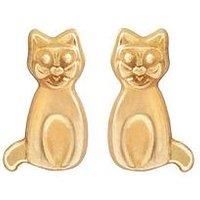 Love Gold 9Ct Gold Cat Stud Earrings