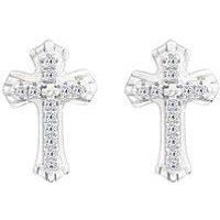 The Love Silver Collection Sterling Silver Pave Cubic Zirconia Club Cross Earrings