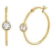 The Love Silver Collection 18Ct Gold Plated Silver Cubic Zirconia Bezel Creole Hoop Earrings