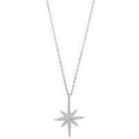 The Love Silver Collection Sterling Silver North Star Cubic Zirconia Pendant Necklace